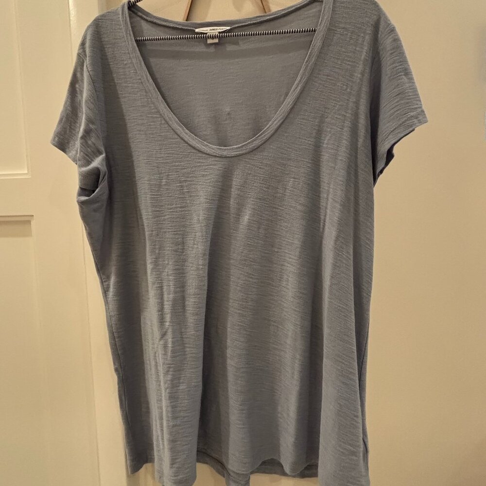 James Perse Scoopneck Tee, Size‎ 3 (L) Light Blue - Picture 2 of 4